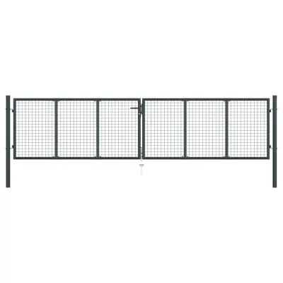 vidaXL Mrežasta vrtna vrata pocinkano jeklo 400x125 cm siva