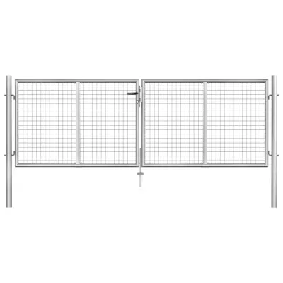 vidaXL Vrtna vrata pocinkano jeklo 306x125 cm srebrna