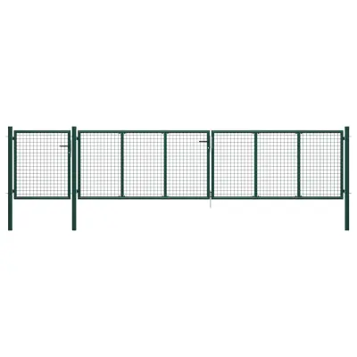 vidaXL Vrtna vrata jeklena 500x100 cm zelena