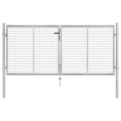 vidaXL Vrtna vrata pocinkano jeklo 306x150 cm srebrna