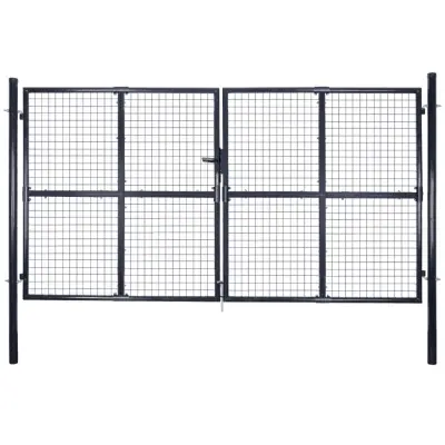 vidaXL Mrežasta vrtna vrata pocinkano jeklo 289x150 cm siva