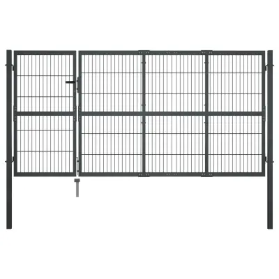 vidaXL Vrtna vrata s stebrički jeklo 350x120 cm antracitna