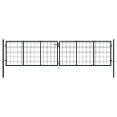 vidaXL Mrežasta vrtna vrata pocinkano jeklo 400x150 cm siva