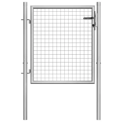 vidaXL Vrtna vrata pocinkano jeklo 105x125 cm srebrna