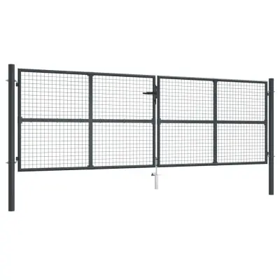 vidaXL Mrežasta vrtna vrata pocinkano jeklo 400x175 cm siva