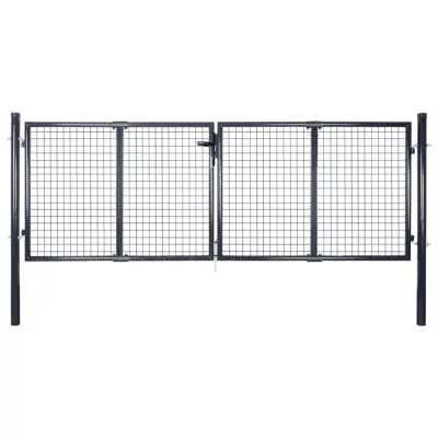 vidaXL Mrežasta vrtna vrata pocinkano jeklo 289x75 cm siva