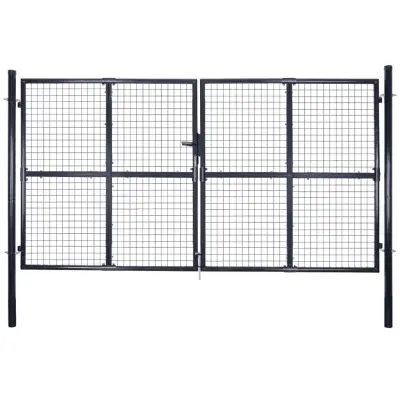 vidaXL Mrežasta vrtna vrata pocinkano jeklo 289x200 cm siva
