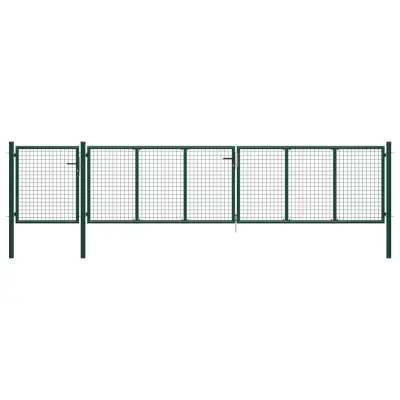 vidaXL Vrtna vrata jeklena 500x75 cm zelena