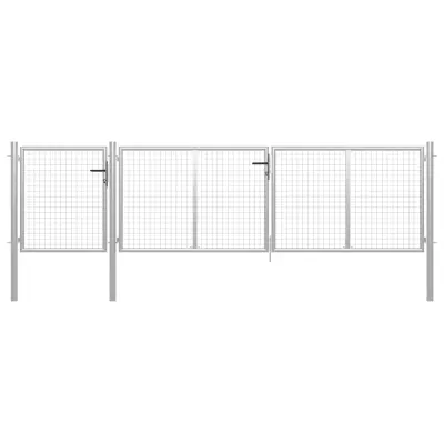 vidaXL Vrtna vrata jeklena 400x100 cm srebrna