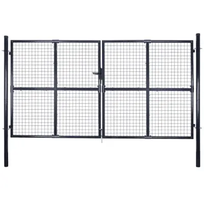 vidaXL Mrežasta vrtna vrata pocinkano jeklo 289x175 cm siva