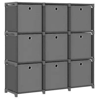 vidaXL Regal z 9 škatlami siv 103x30x107,5 cm blago