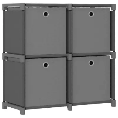 vidaXL Regal s 4 škatlami siv 69x30x72,5 cm blago