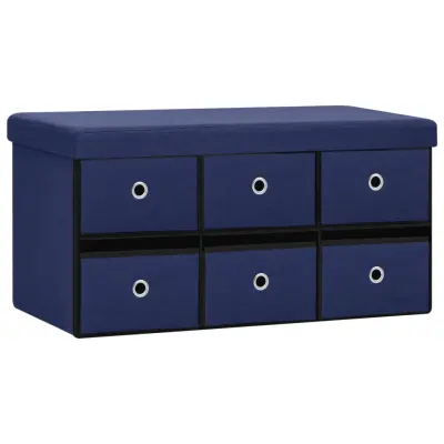vidaXL Zložljiva klop s prostorom za shranjevanje modra 76x38x38 cm