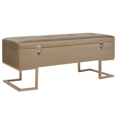 vidaXL Klop s prostorom za shranjevanje 105 cm bež žamet
