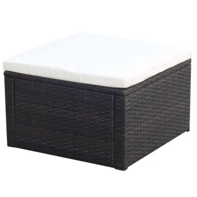 vidaXL Stolček za noge otoman poli ratan 53x53x30 cm rjave barve