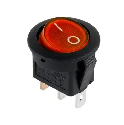 Stikalo 1-0, 6,5A 250VA, 3-PIN, O20mm, rdeča barva