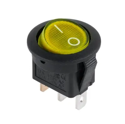Stikalo 1-0, 6,5A 250VA, 3-PIN, O20mm, rumena barva