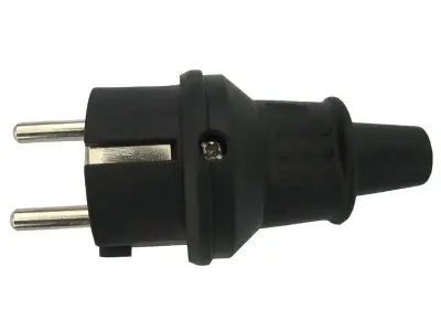 Vtikač 16A/250V guma črna za na kabel