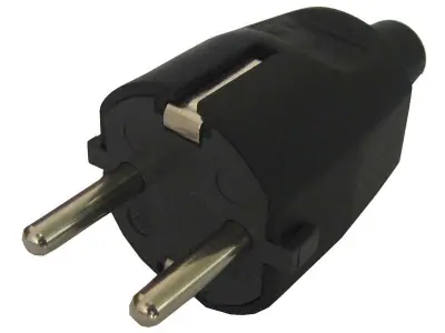 Vtikač 16A/250V guma črna za na kabel