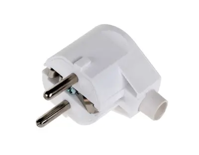 Vtikač 16A-250V plastični za kabel, kotni, bele barve