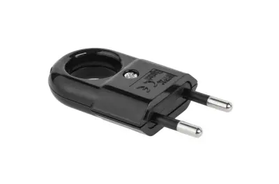 Vtikač 2-PIN 220V za na kabel, črne barve