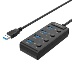 Orico USB 3.0. Hub s stikali, 5x USB (črn)