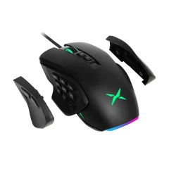 Žična igralna miška z zamenljivimi stranicami Delux M631 RGB 12400DPI (črna)