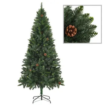 vidaXL Umetna novoletna jelka s storži zelena 180 cm