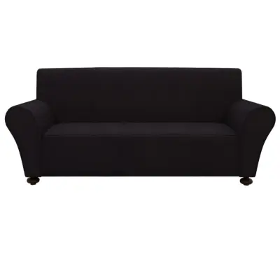 131081 vidaXL Stretch Couch Slipcover Black Polyester Jersey