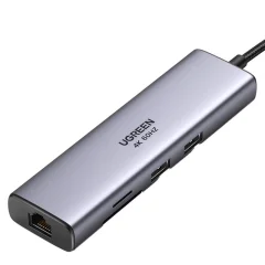 Adapter Hub UGREEN, USB-C na 2x USB 3.0, HDMI, RJ45, SD/TF