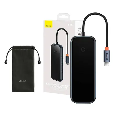 Hub 5v1 Baseus AcmeJoy series USB-C do 2xUSB 3.0 + USB 2.0 + USB-C PD + HDMI (temno siv)