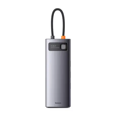 Hub 9in1 Baseus Metal Gleam Series, USB-C do 2x USB 3.0 + 2x HDMI + USB 2.0 + USB-C PD + Ethernet RJ45 + microSD/SD