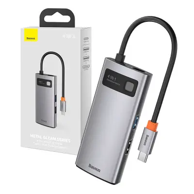 Hub 4v1 Baseus Metal Gleam Series, USB-C v USB 3.0 + USB 2.0 + HDMI + USB-C PD