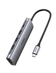 Adapter 5v1 UGREEN Hub USB-C na 3x USB 3.0 + HDMI 4K + USB-C PD 100W (siv)