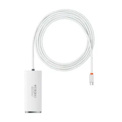 Hub 4v1 Baseus Lite Series USB-C do 4x USB 3.0 + USB-C, 2m (bel)
