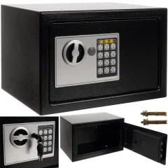 Varnostni XL digitalni elektronski sef 200x 310x200mm črn 10L + ključ