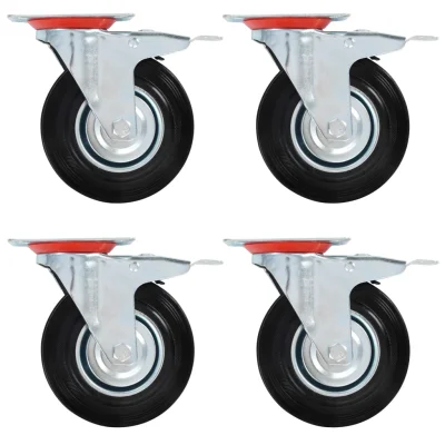 vidaXL Gibljiva kolesa z dvojnimi zavorami 4 kosi 125 mm