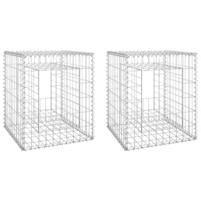 vidaXL Gabionska košara steber 2 kosa 50x50x60 cm železo