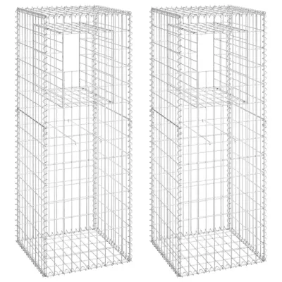 vidaXL Gabionska košara steber 2 kosa 50x50x140 cm železo