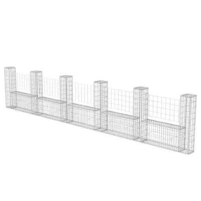 vidaXL Gabionska košara U-oblike pocinkano jeklo 570x20x100 cm