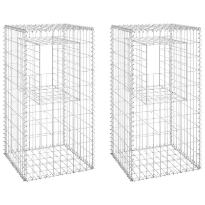 vidaXL Gabionska košara steber 2 kosa 50x50x100 cm železo