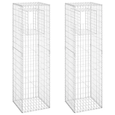 vidaXL Gabionska košara steber 2 kosa 50x50x180 cm železo