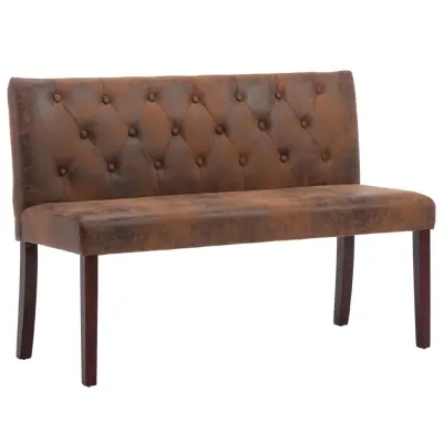 vidaXL Klop 120 cm rjavo umetno semiš usnje