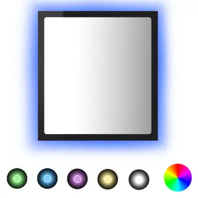 vidaXL LED kopalniško ogledalo visok sijaj črno 40x8,5x37 cm akril