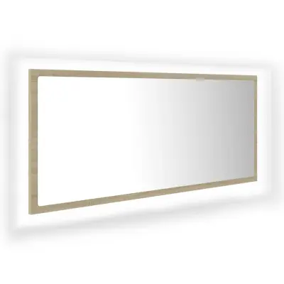 vidaXL LED kopalniško ogledalo sonoma hrast 100x8,5x37 cm akril