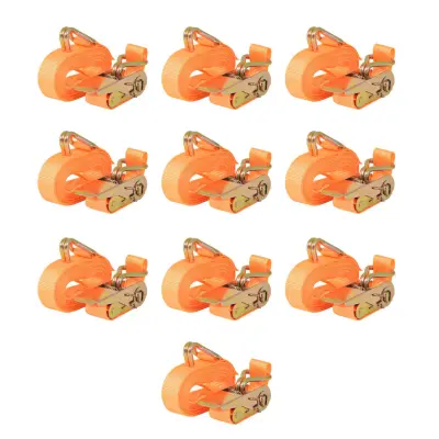 vidaXL Tovorni vezni trak 10 kosov 0,4 tone 6mx25mm oranžne barve