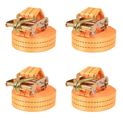 vidaXL Tovorni vezni trak 4 kosi 1 tona 6mx38mm oranžne barve