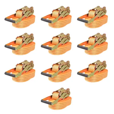 vidaXL Tovorni vezni trak 10 kosov 2 toni 8mx50mm oranžne barve