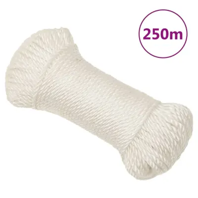 vidaXL Delovna vrv bela 6 mm 250 m polipropilen