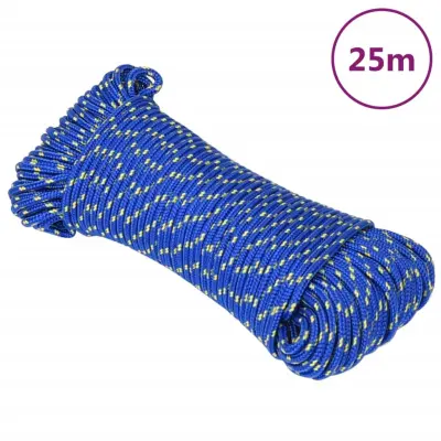 vidaXL Vrv za čoln moder 5 mm 25 m polipropilen